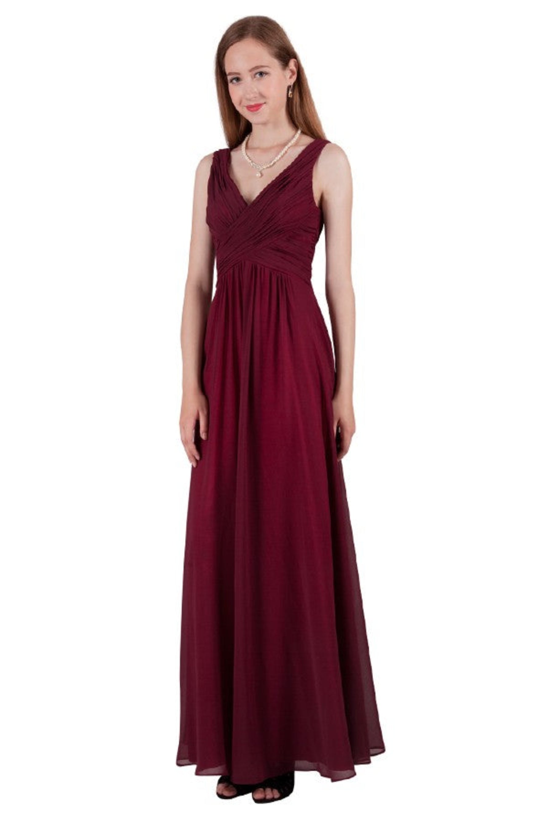 Chiffon pleated bust gown