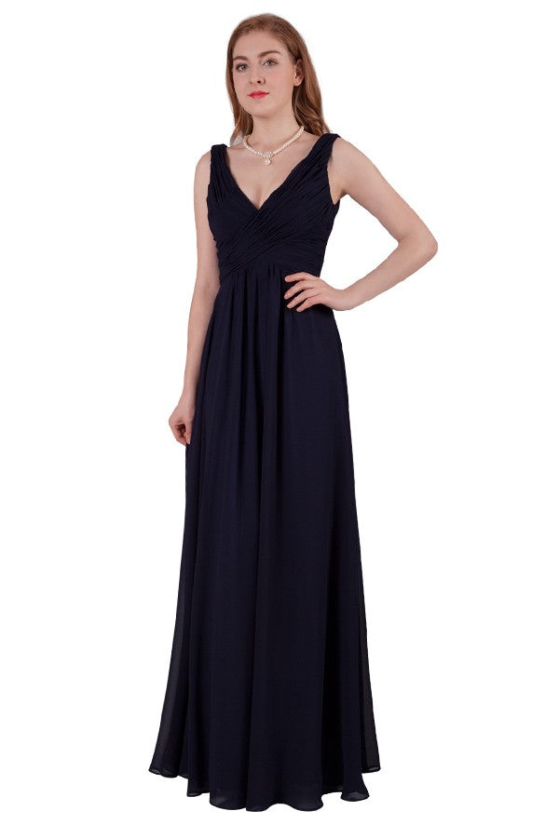 Chiffon pleated bust gown