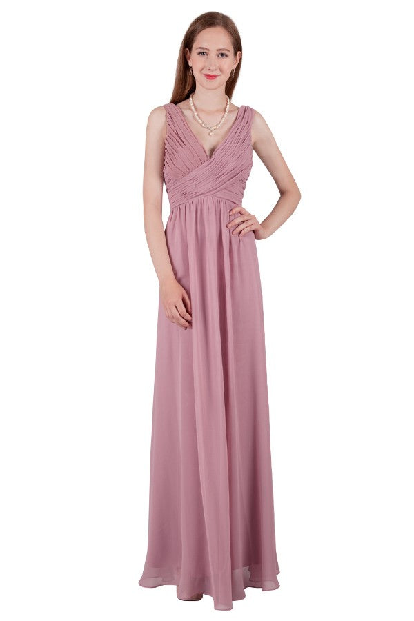 Chiffon pleated bust gown