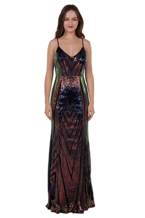 Geomoetric sequin gown