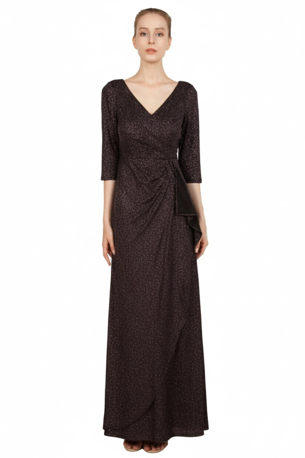 Sparkle stretch jersey sleeve gown