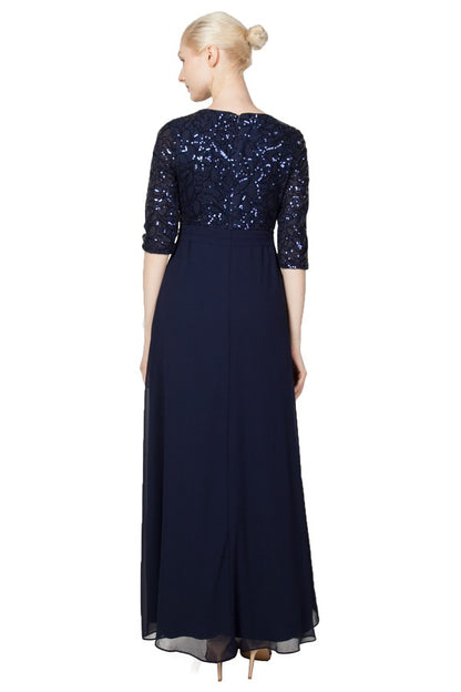 Sleeved sparkle and chiffon gown