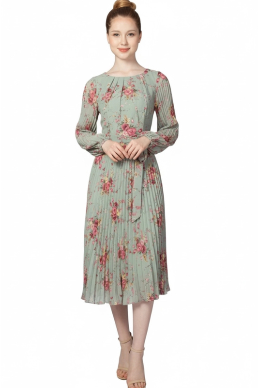 Midi dress with long sleeves