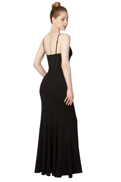 Fitted corset floor length gown