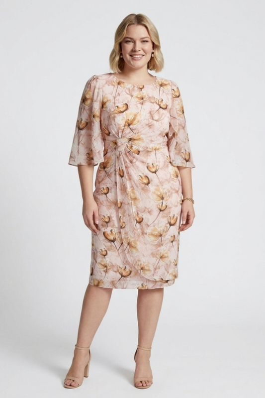 Blush Floral midi dress