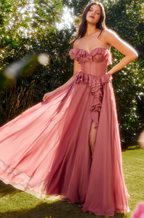 Blush gown with corset and lace up