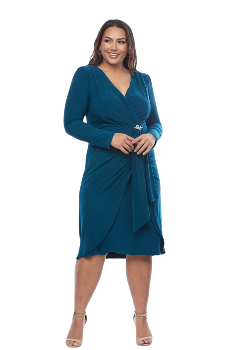 Jersey V neck long sleeve dress