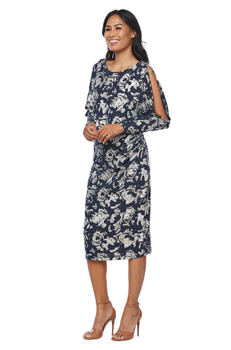 Long sleeve printed sparkle dress