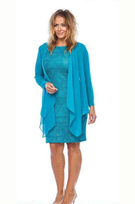 Two piece set chiffon jacket and dress