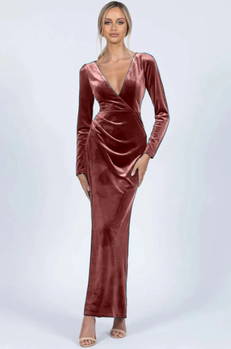 Isla velvet long sleeve maxi