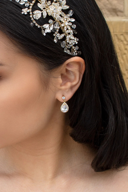 Gold tear drop earing
