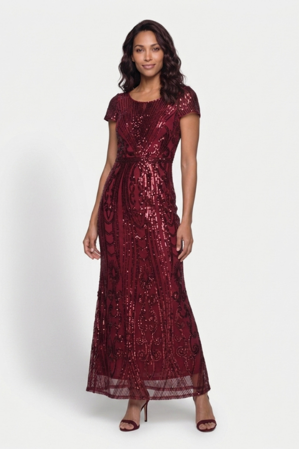 Beaded Cap Sleeve Gown