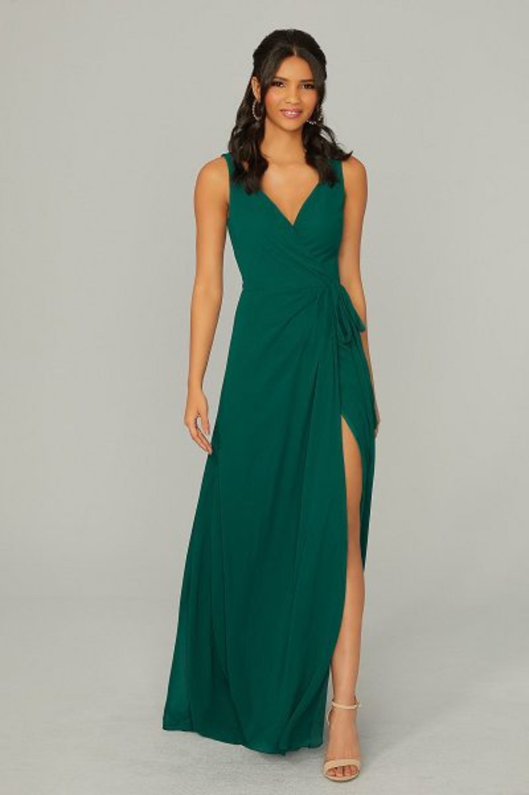 Chiffon v-neck wrap dress