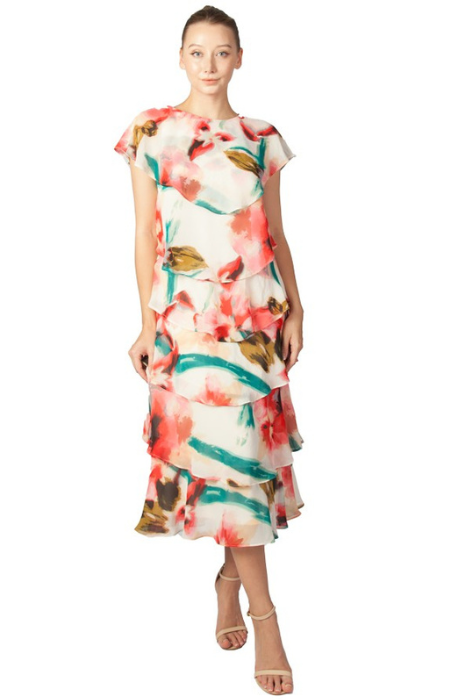Floral tiered chiffon dress