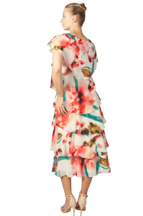 Floral tiered chiffon dress