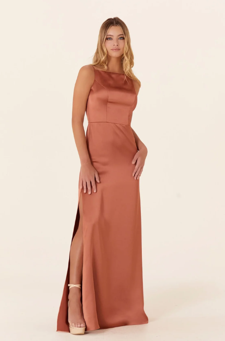 Luxe Satin Bridesmaid Dress with Strappy Back
