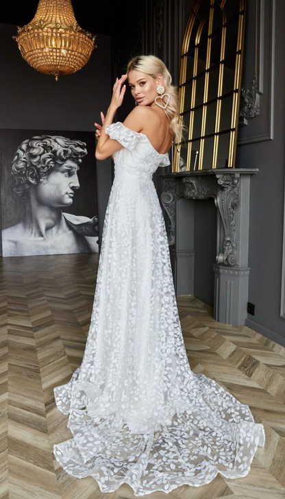 Romantic A line wedding gown