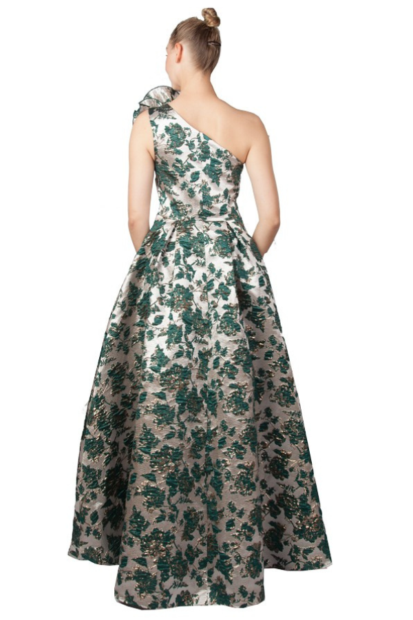One shoulder textured ball gown