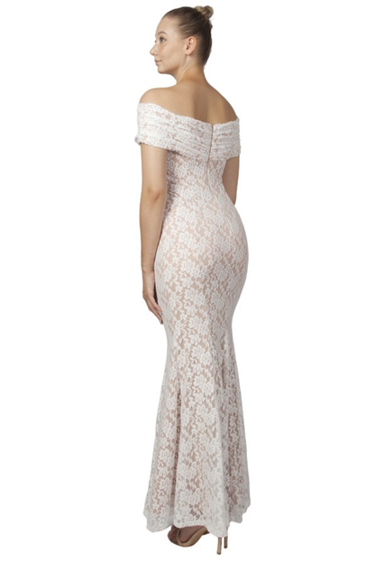 Fitted Off Shoulder Lace Gown