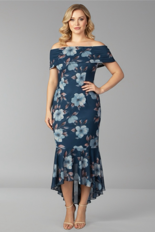 Floral off shoulder midi dress