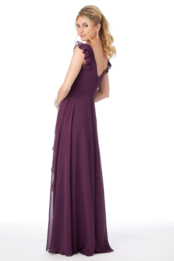 Ruffle Sleeve Chiffon Dress