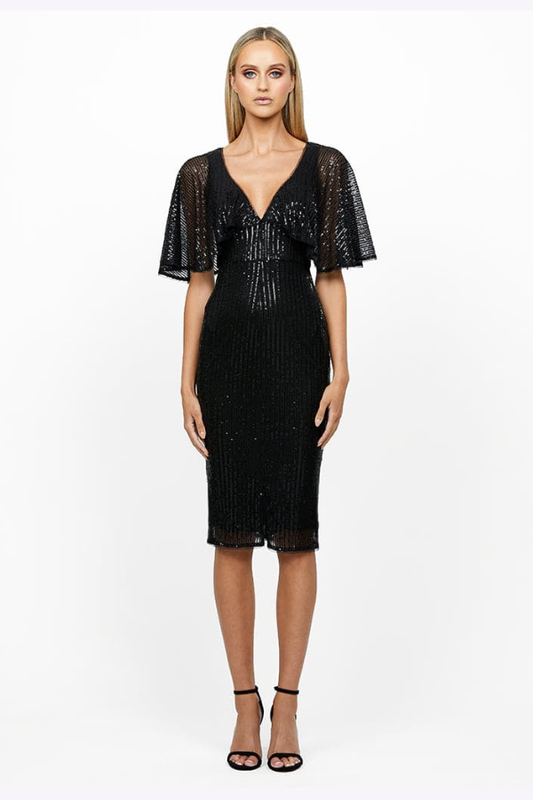 Maci cap sleeve sequin midi
