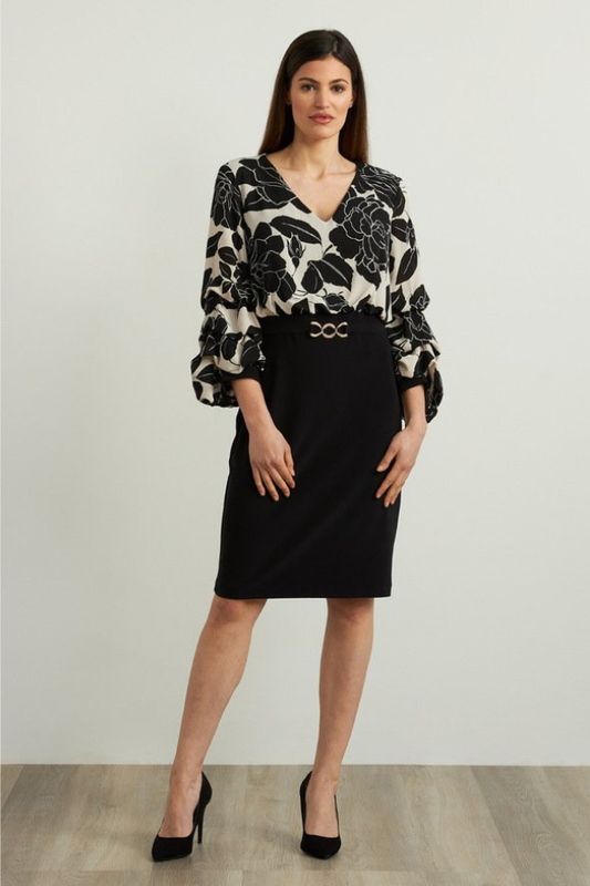 Pencil skirt dress with floral top