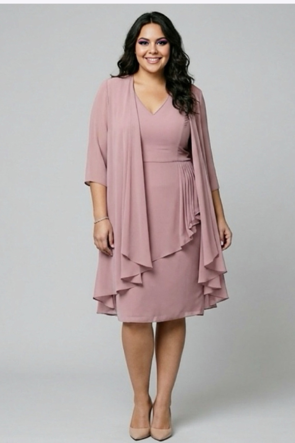 Two piece chiffon dress and jacket