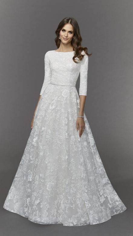 Lace sleeved wedding gown