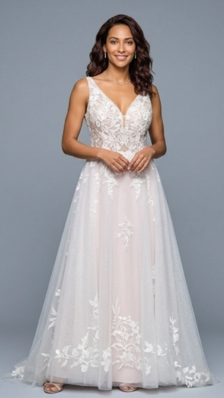 Shimmering lace and tulle gown