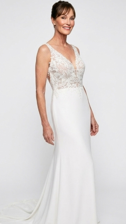 Lace and crepe gown