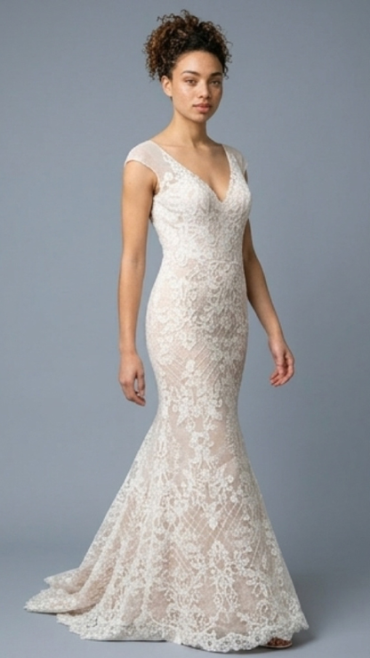 Full lace cap sleeve gown