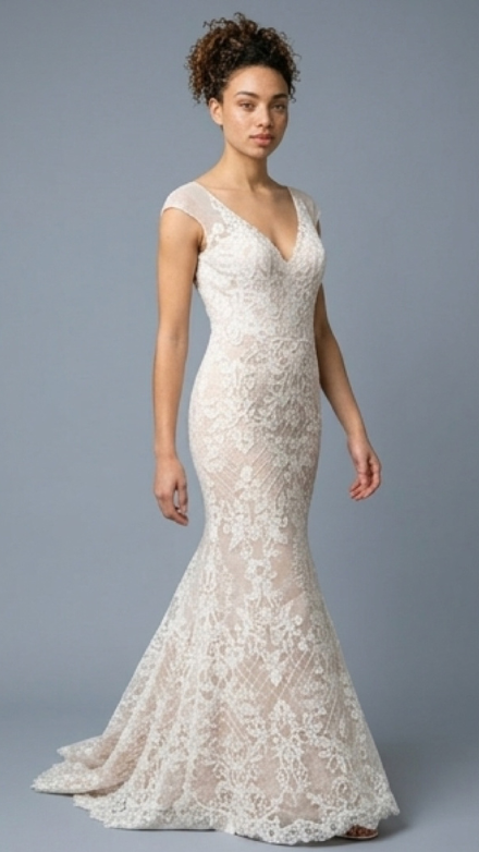 Full lace cap sleeve gown