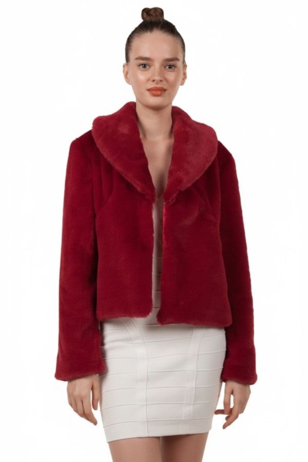 Long sleeve faux fur coat