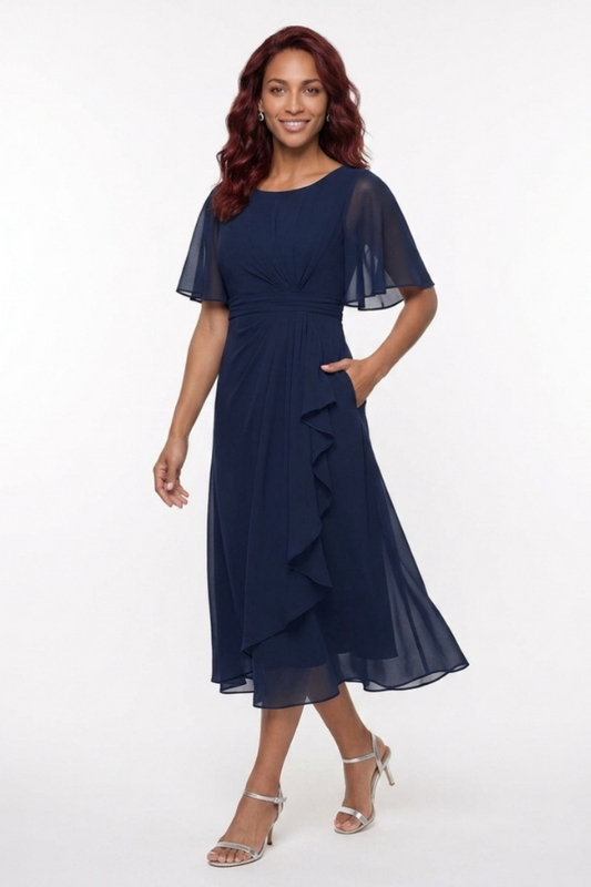 Flutter Sleeve Midi Dress