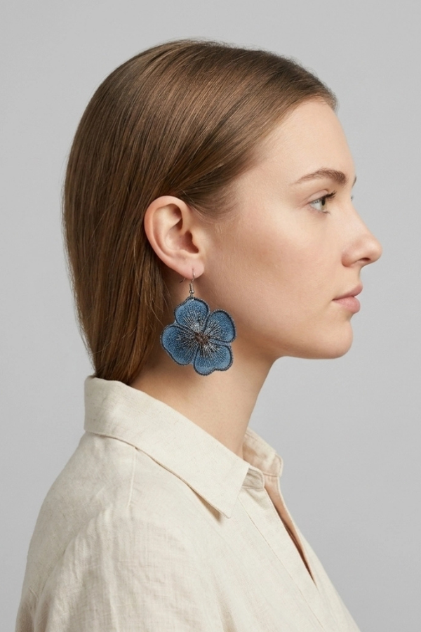 Fabric petal earing
