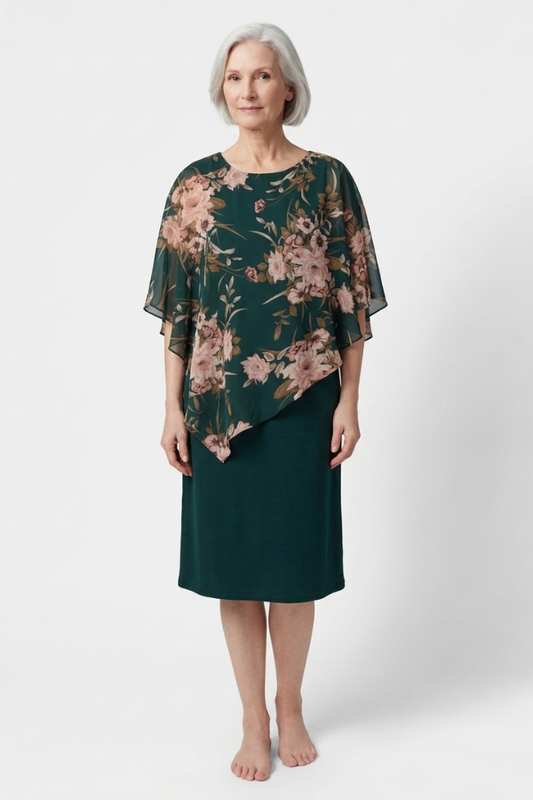 Cape Dress in Navy Floral