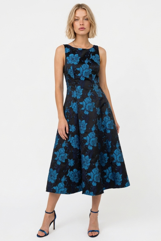 Jacquard Dress Black & Blue