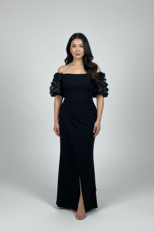 3D flower sleeve dress