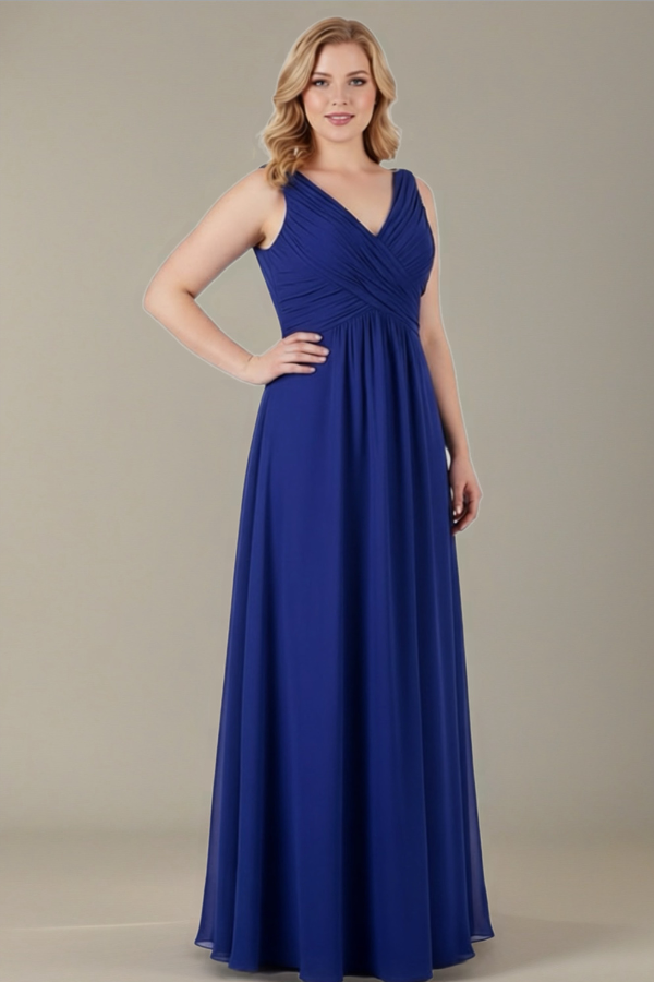 Chiffon pleated bust gown