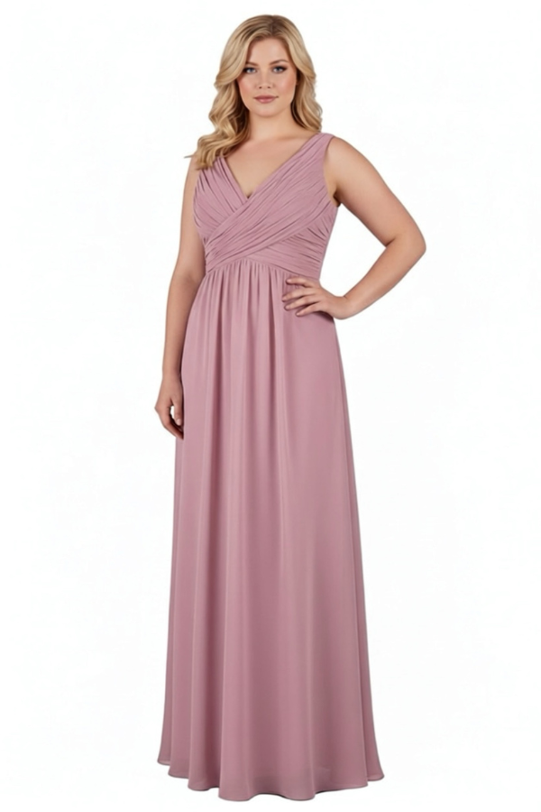 Chiffon pleated bust gown