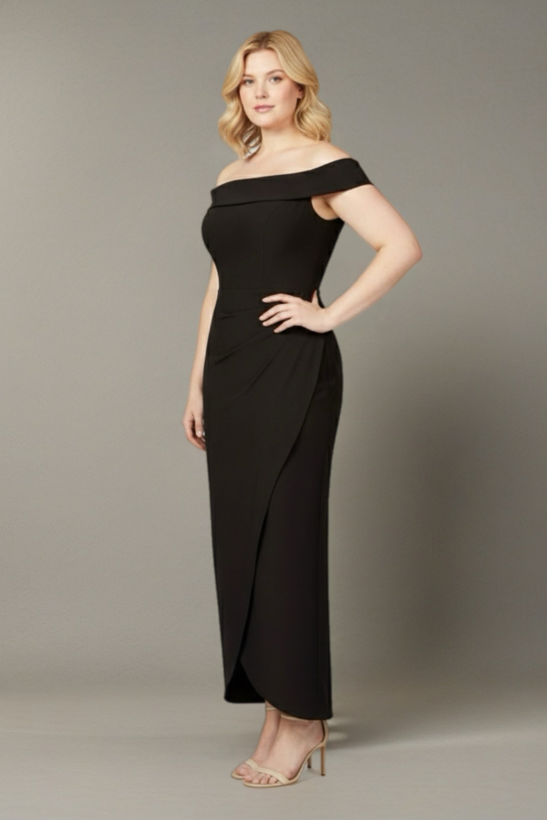 Off shoulder stretch midi dress