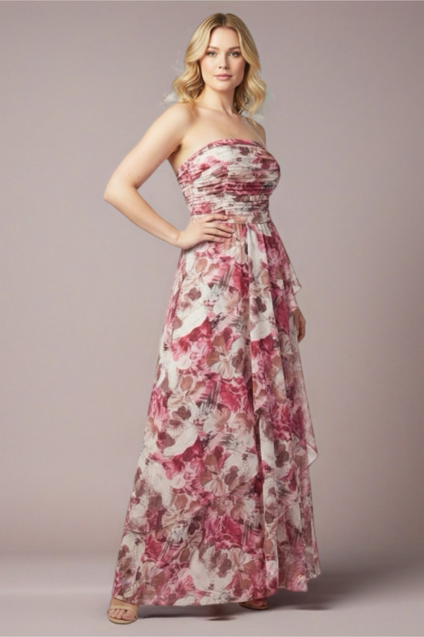 Floral strapless maxi dress
