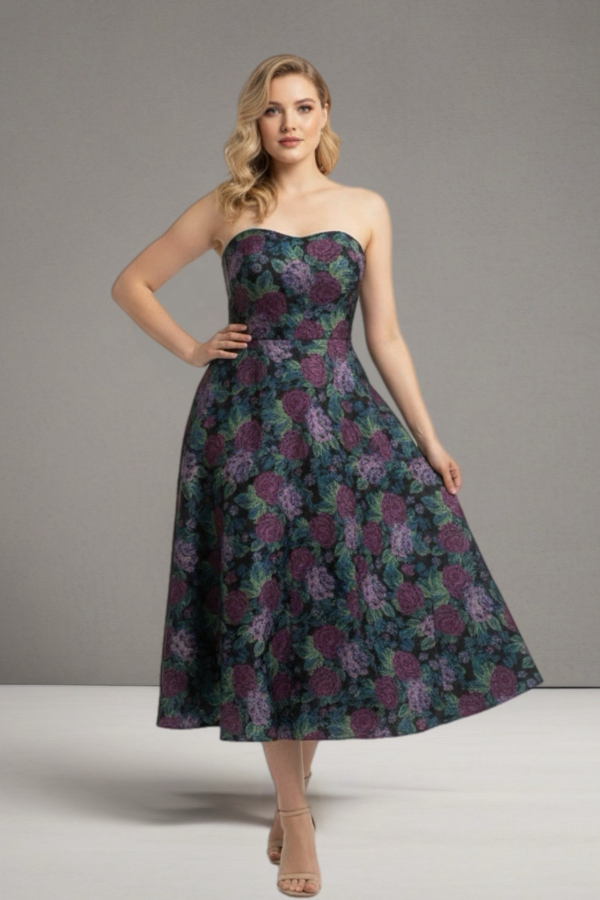 Floral sweetheart midi dress