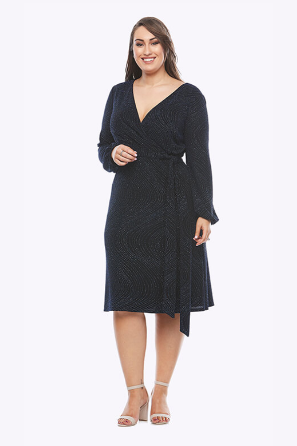 Navy glitter wrap dress