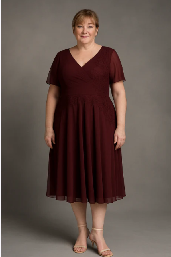 Flutter sleeve dress with lace detail