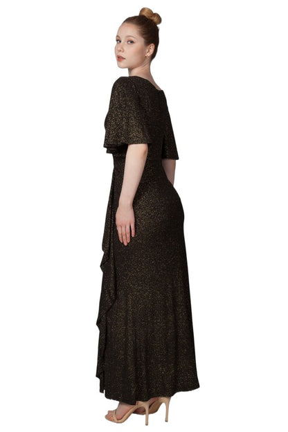 Flutter sleeve formal dress V neck