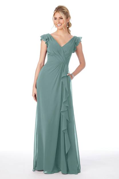 Ruffle Sleeve Chiffon Dress