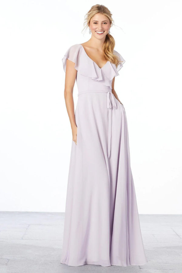 Flutter sleeve chiffon dress