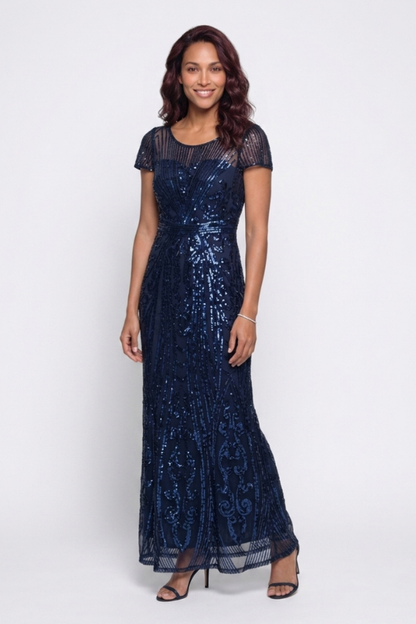 Beaded Cap Sleeve Gown